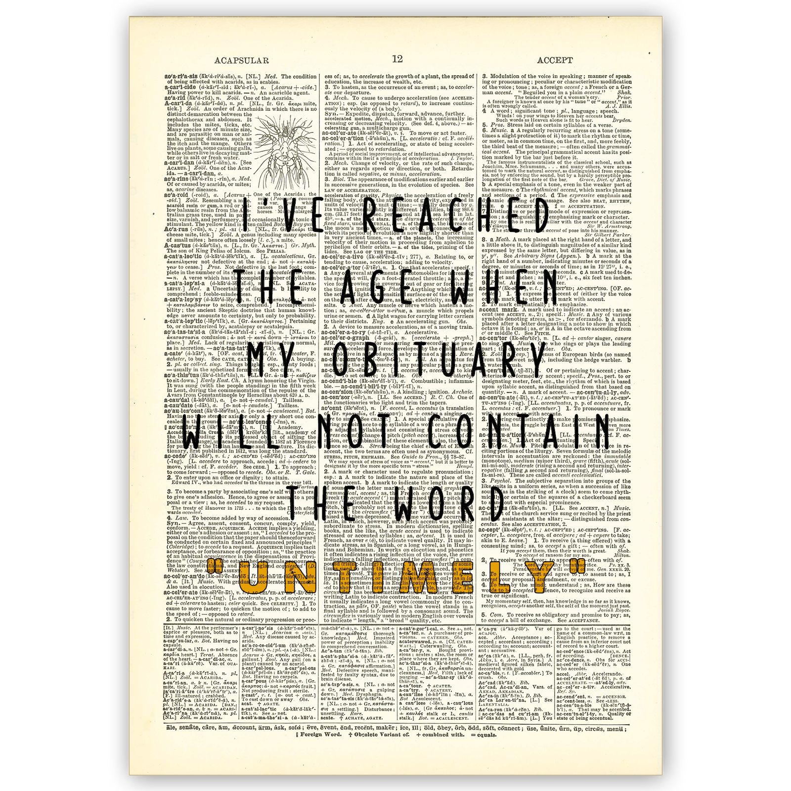 Art Print Dictionary Page | I've Reached The Age