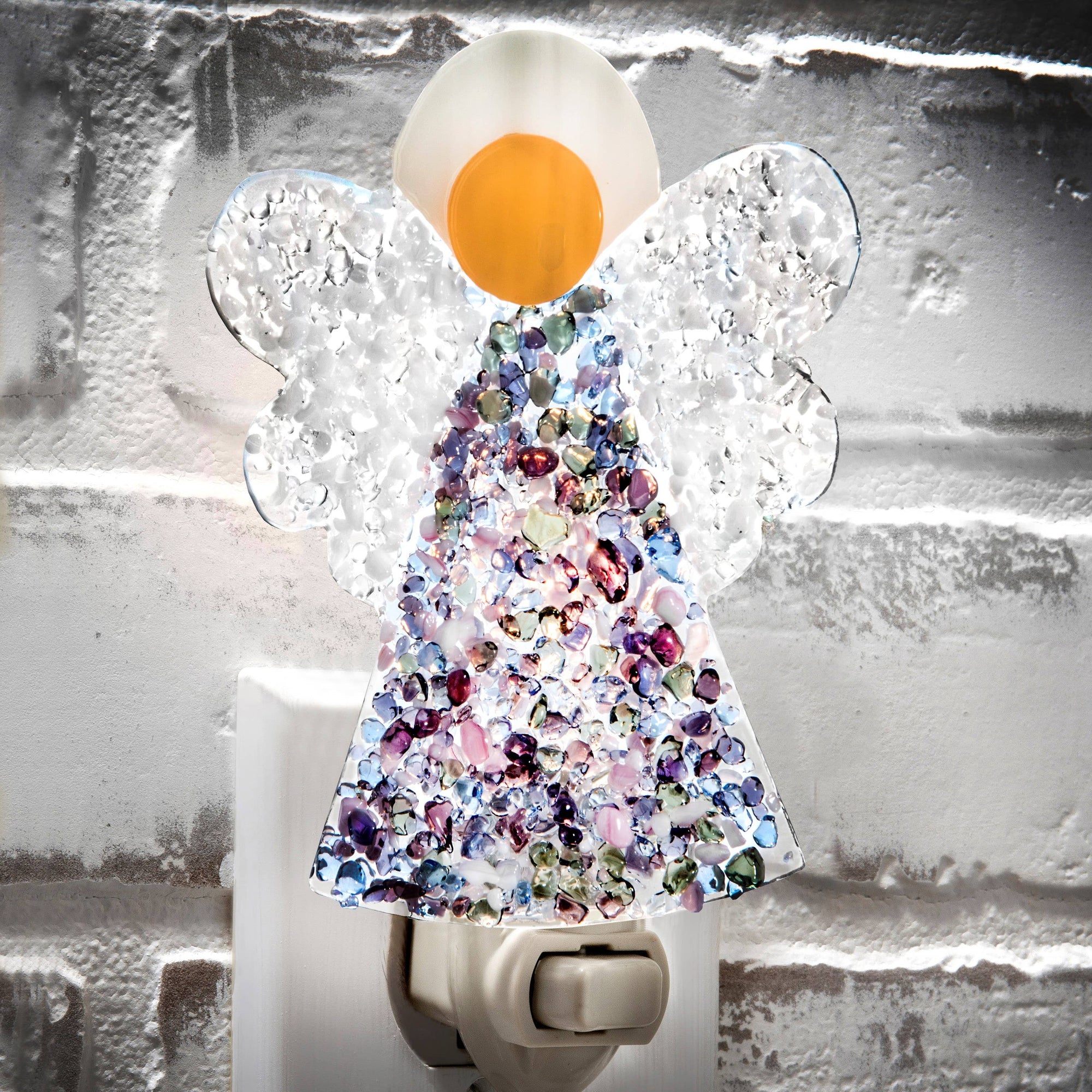 Christmas Angel Night Light Decorative Fused Glass