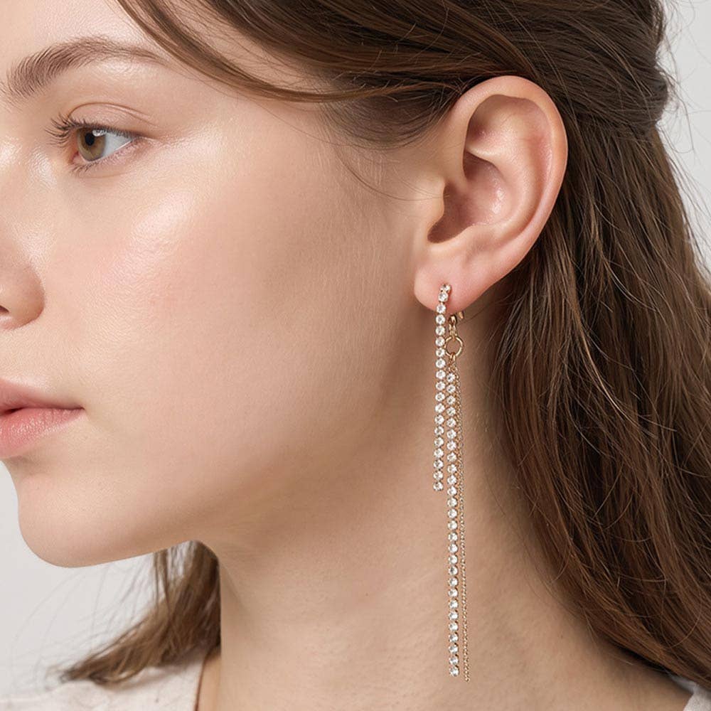 Rhinestone Fringe Drop Earrings