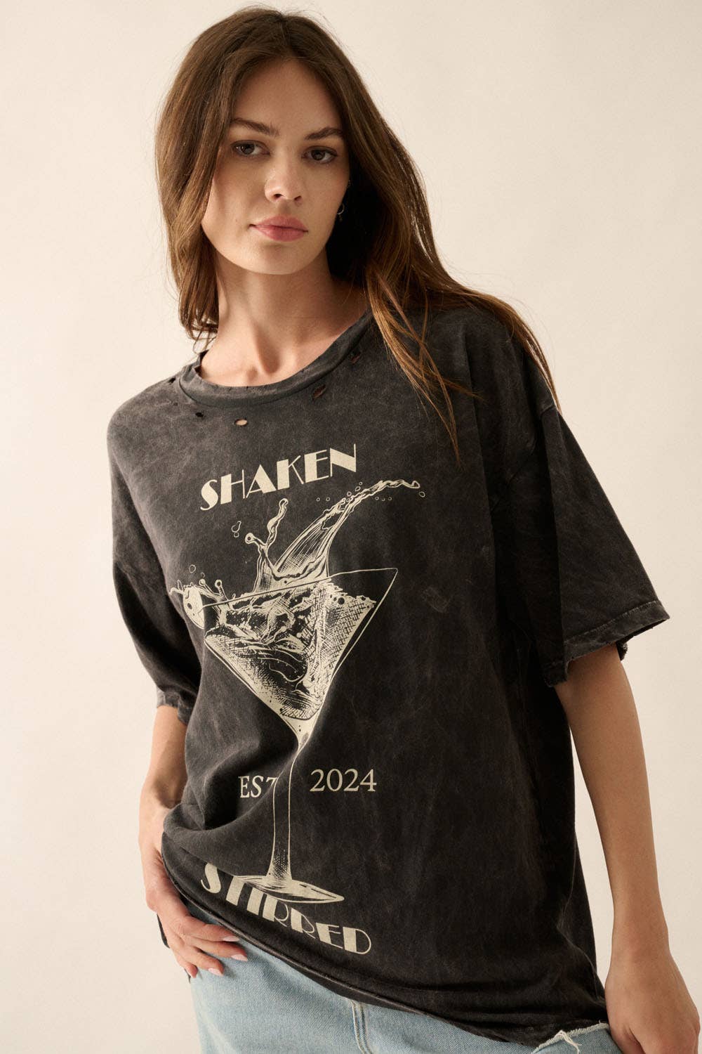 Shaken Stirred Martini Vintage Wash Graphic Tee