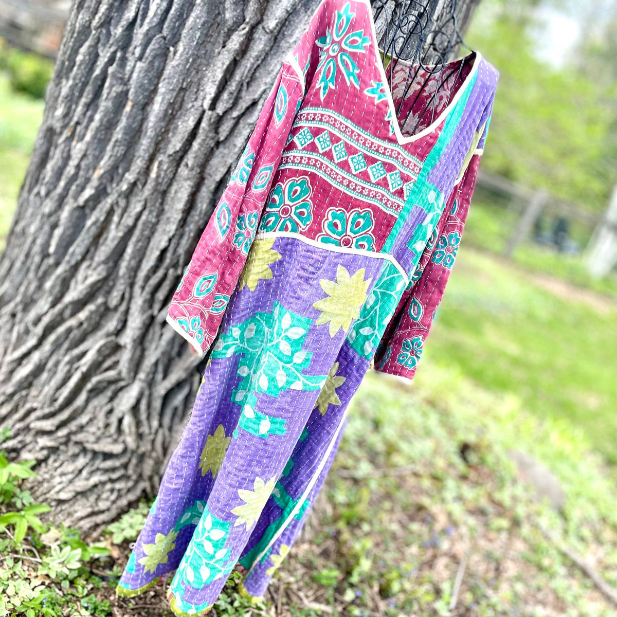 Kantha Reversible Dress.: Multi Color / One size
