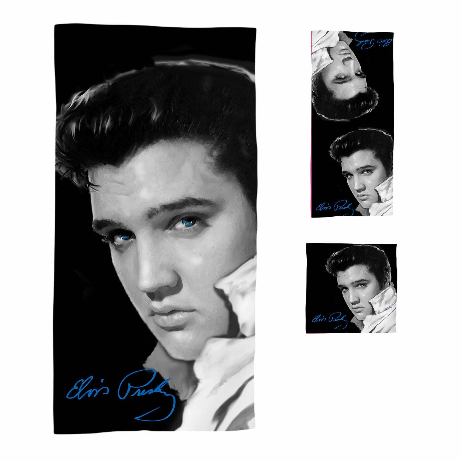 Elvis Bath Towel Set - Black & White