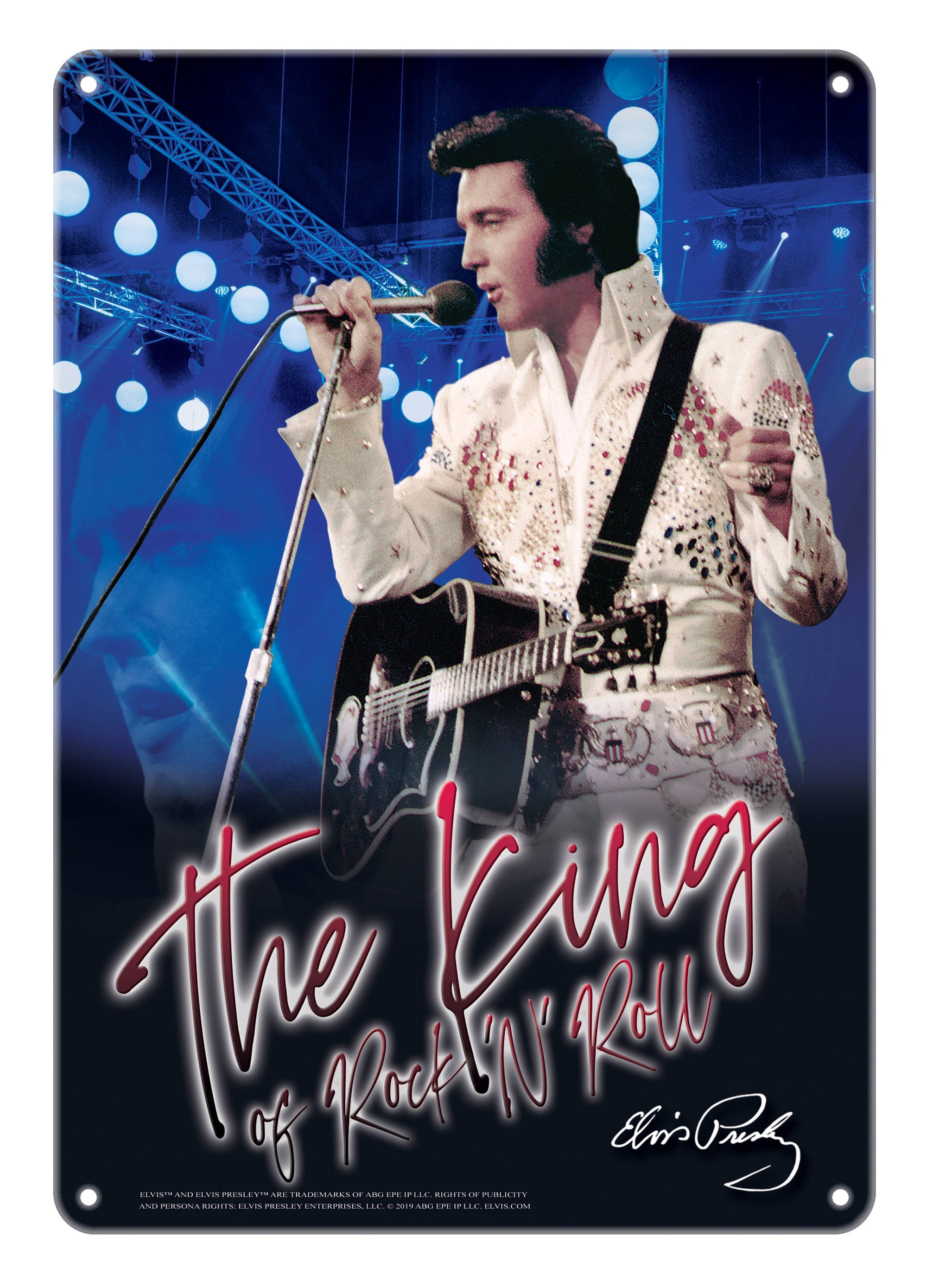 Elvis Metal Sign - The King Blue