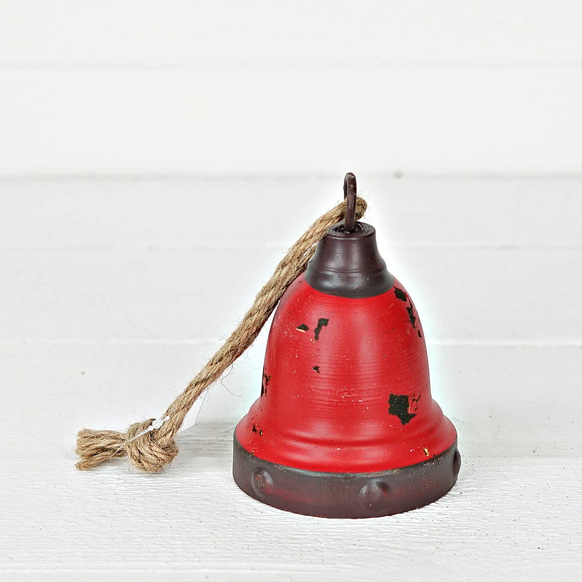 4X5.5in Distressed Jingle Bell Ornament-Red