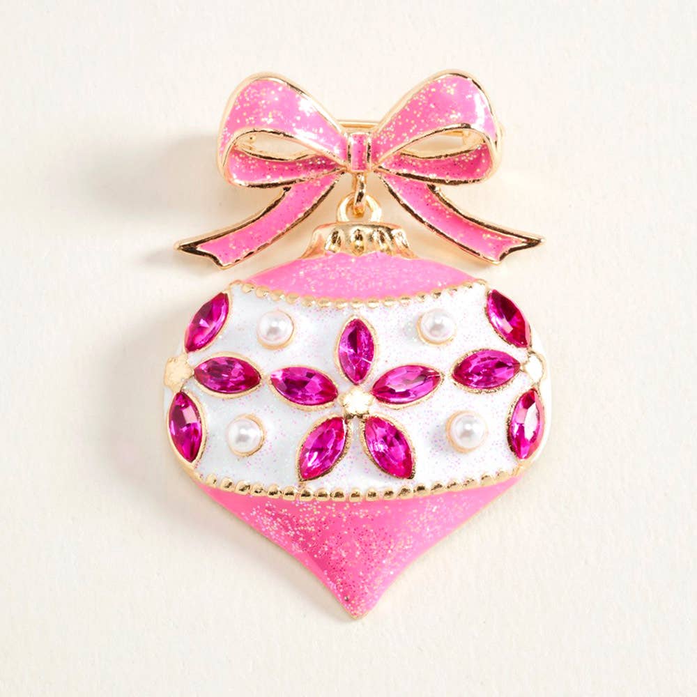 Christmas Bow Ornament Pin Brooch