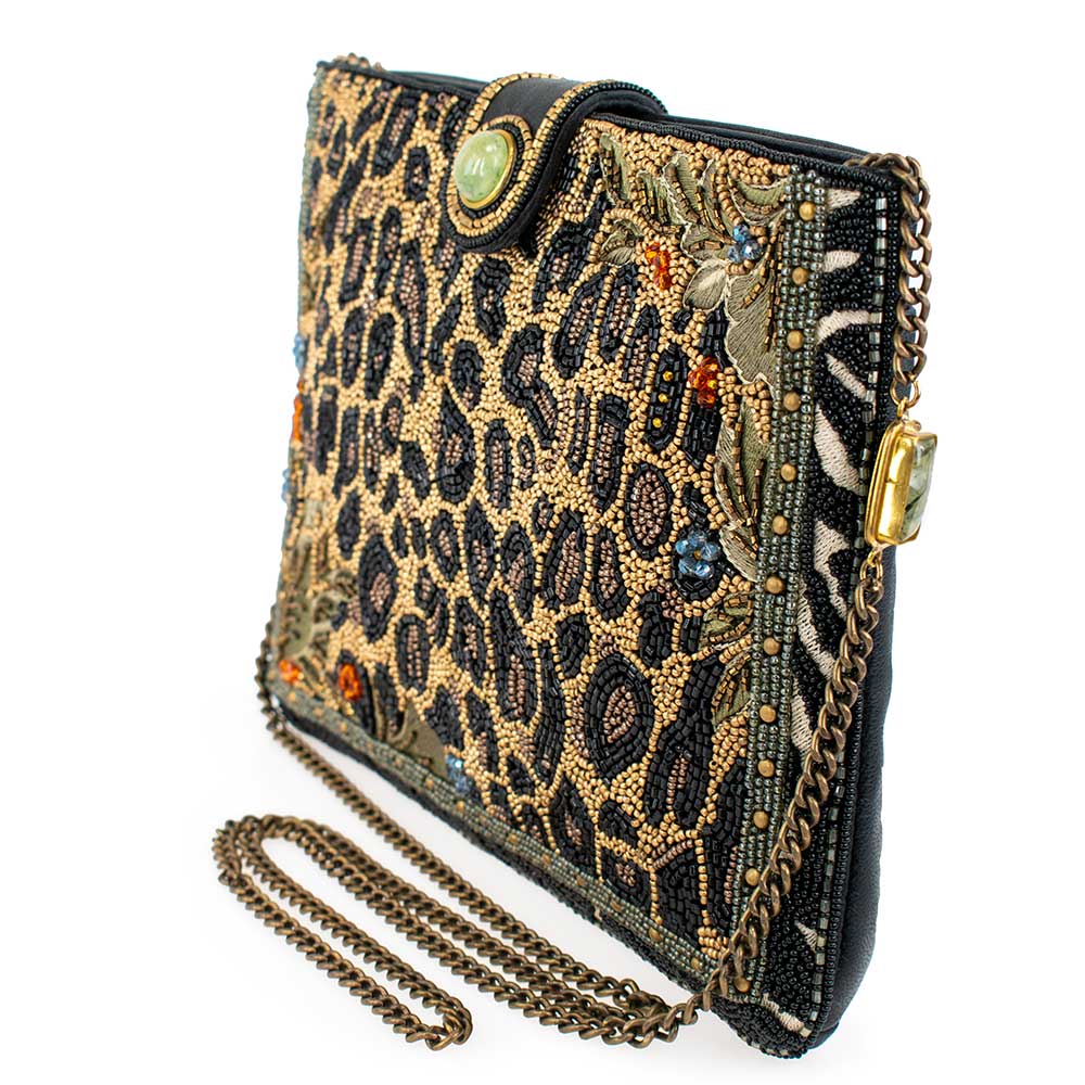 Untamed Beaded Animal Print Crossbody Handbag