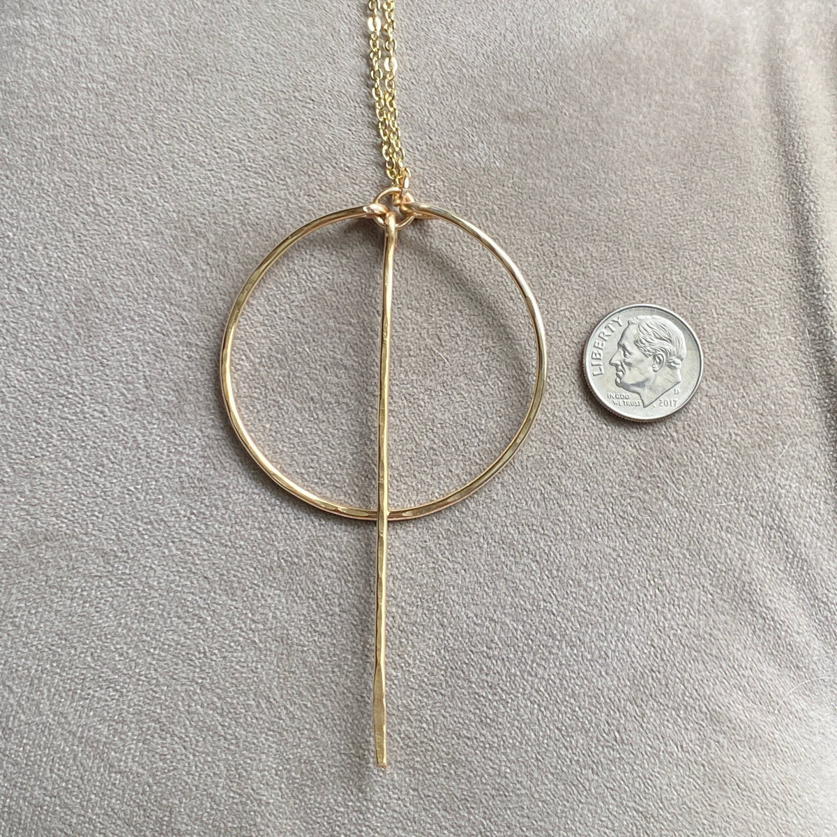 Gold - Hoop Necklace Bar Hammered Metal Handmade: Gold Metal