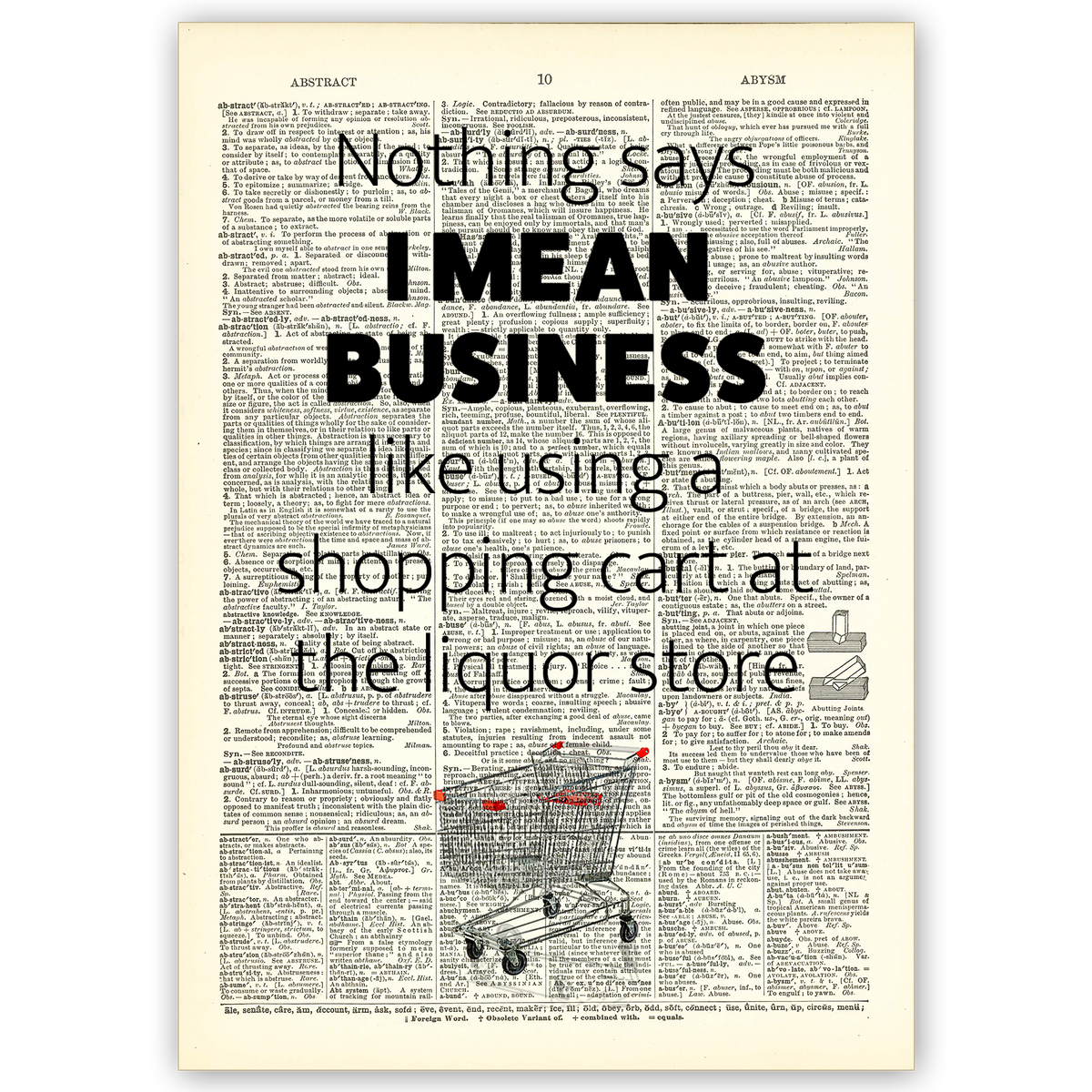 Art Print Dictionary Page | Nothing Says I Mean Business