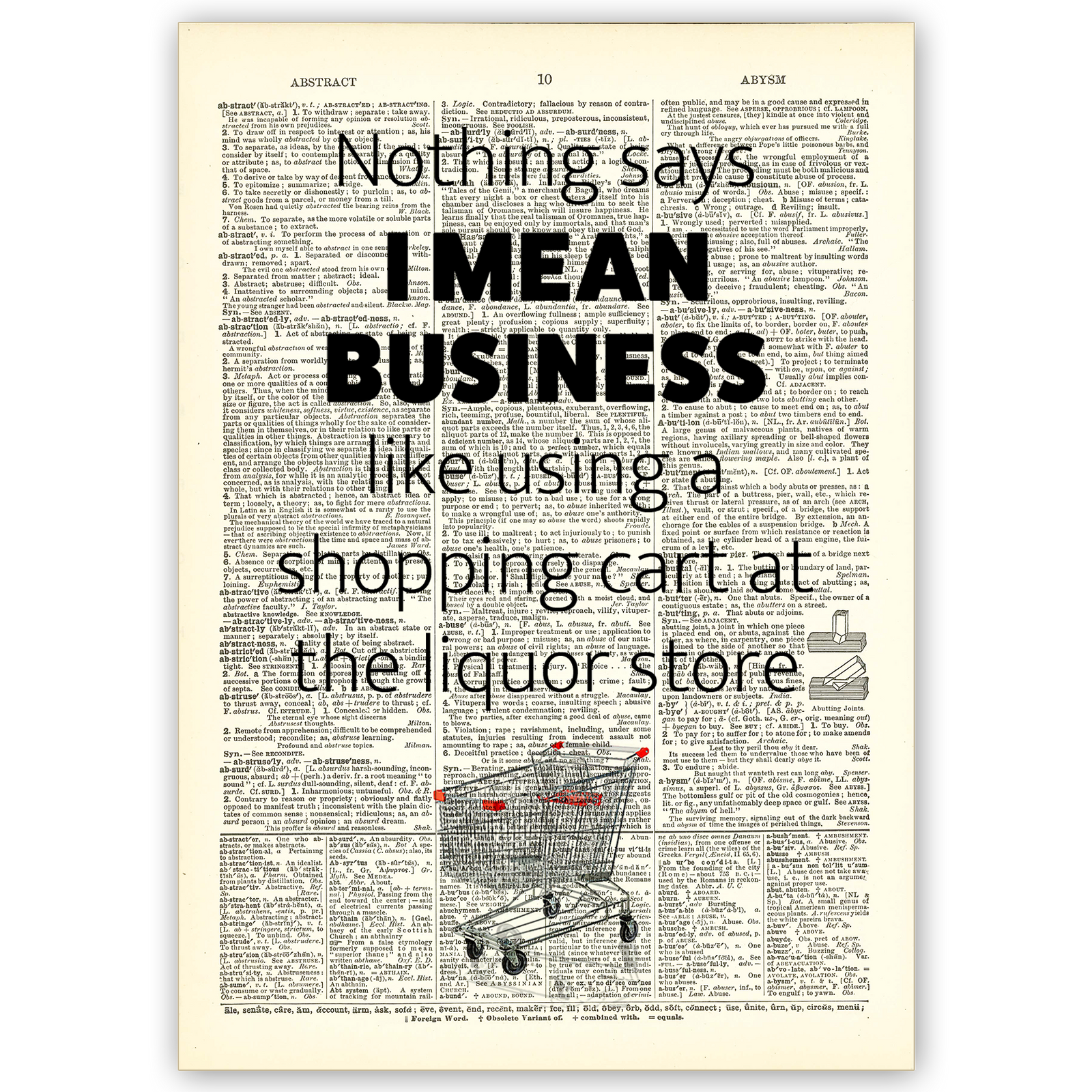 Art Print Dictionary Page | Nothing Says I Mean Business