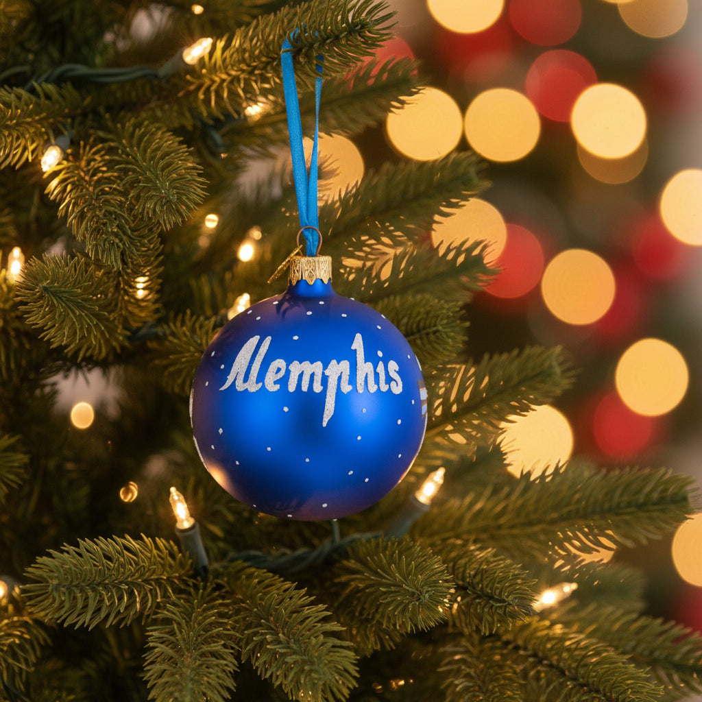 Memphis at Night, Tennessee Glass Ornament