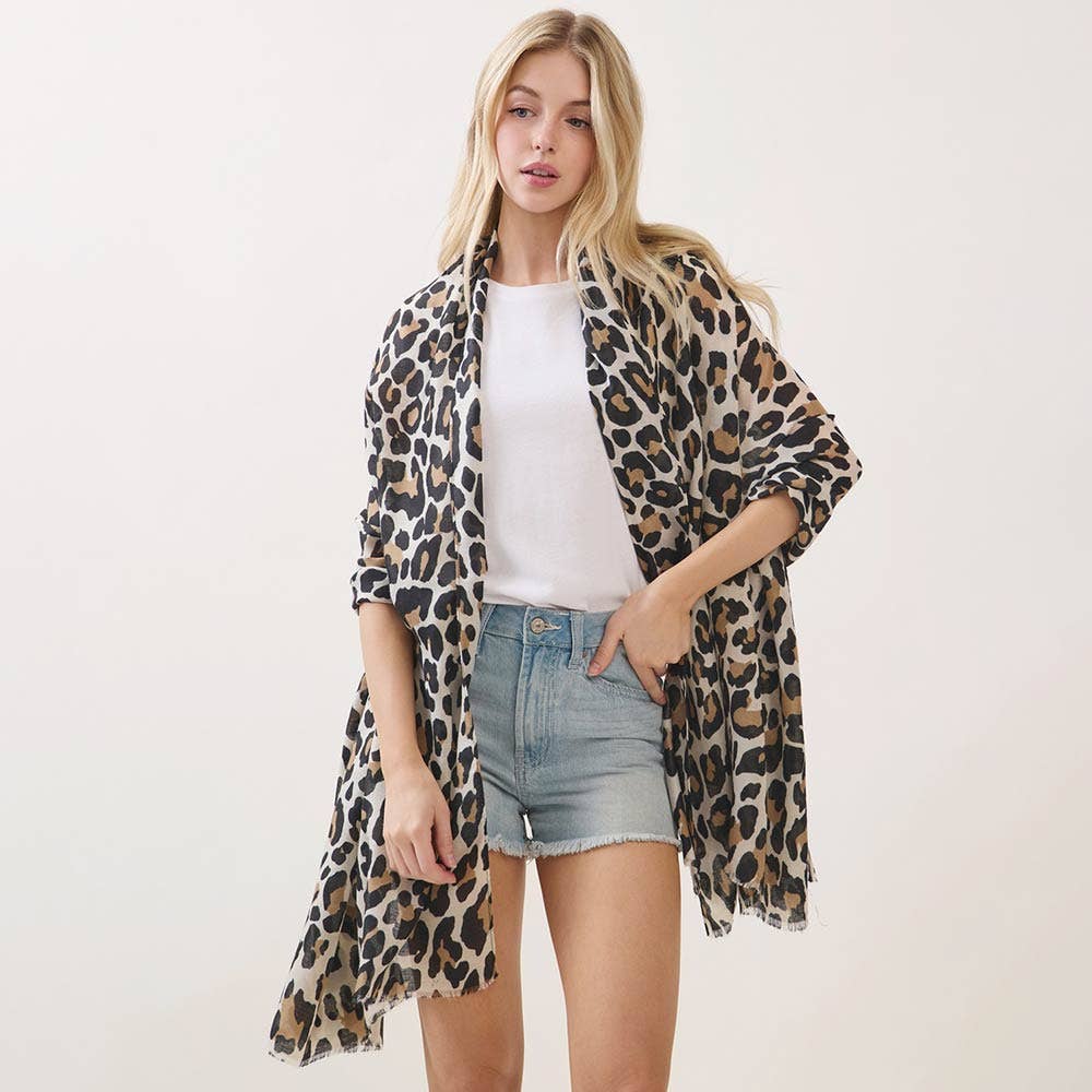 Leopard Print Wrap Scarf