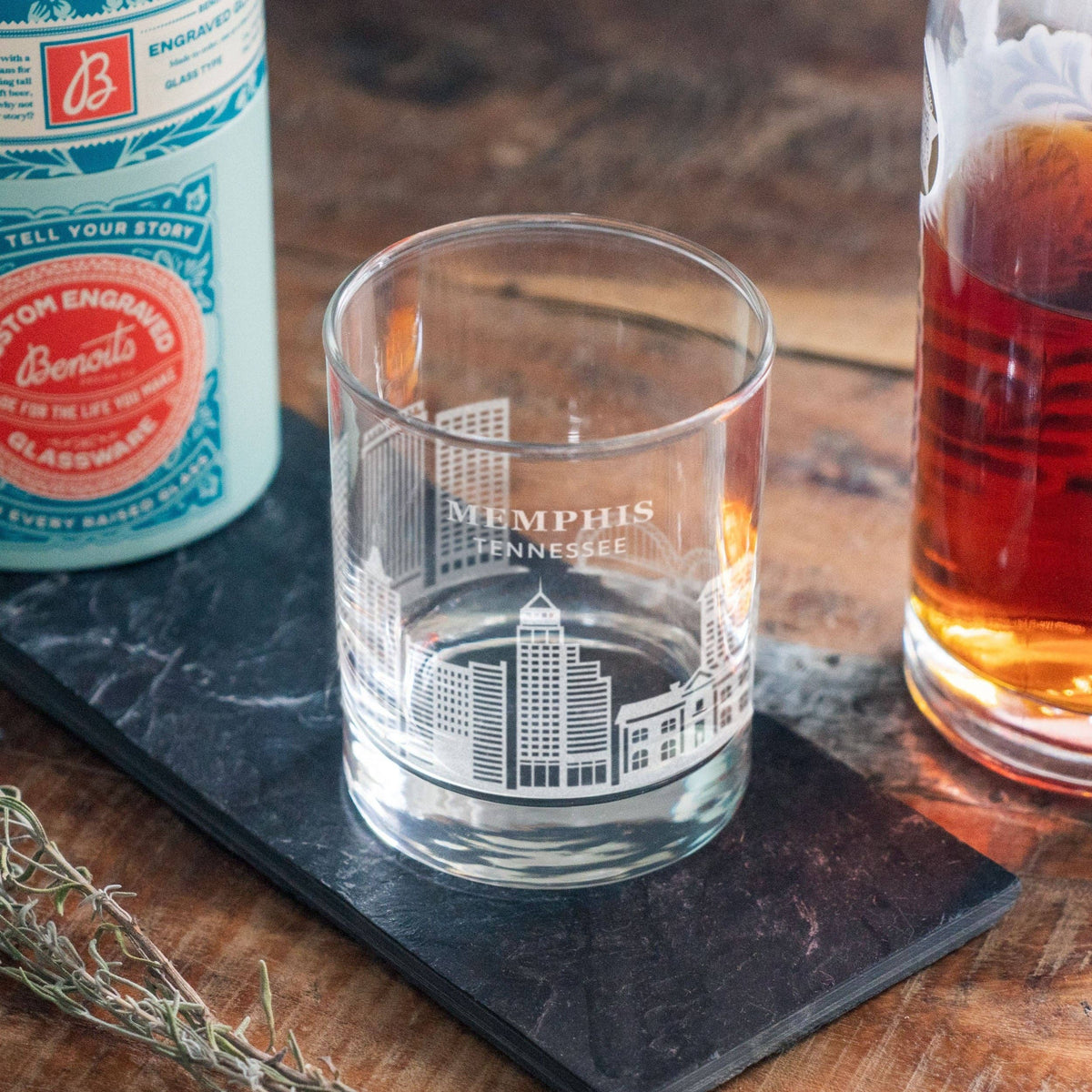 Memphis, Tennessee City Skyline Engraved Glasses: