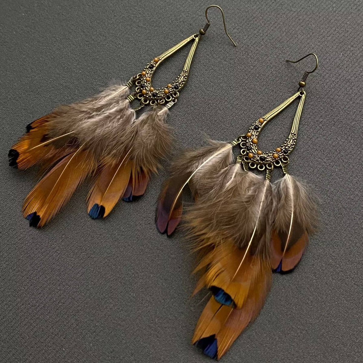 Vintage Feather Tassel Earrings