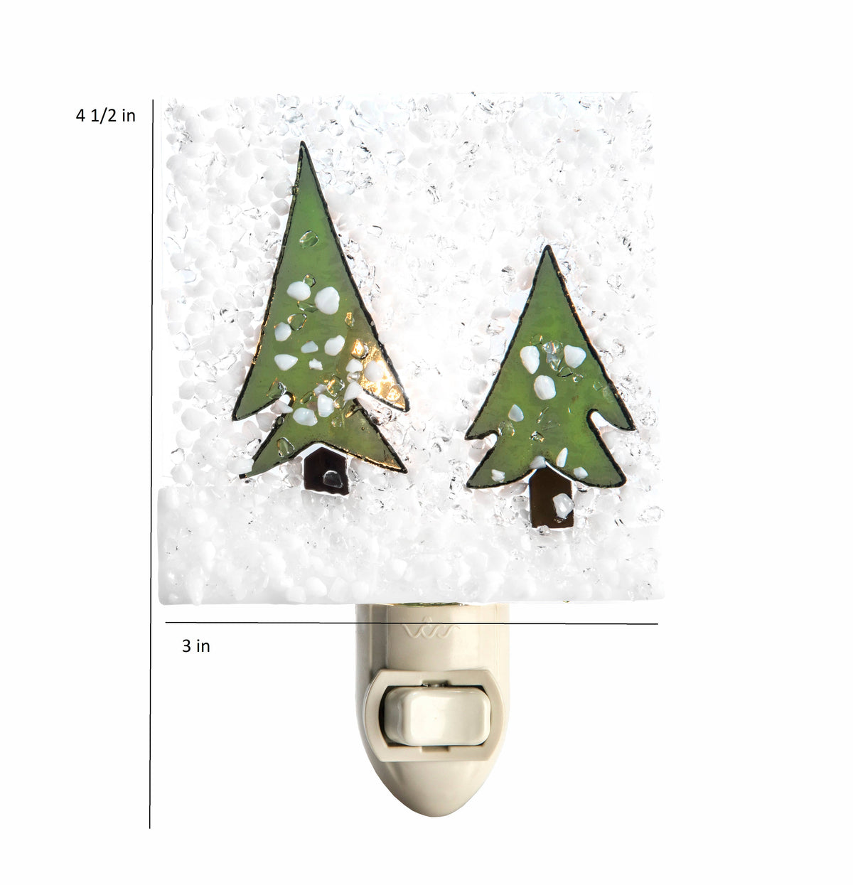 Winter Pines Christmas Night Light Fused Glass