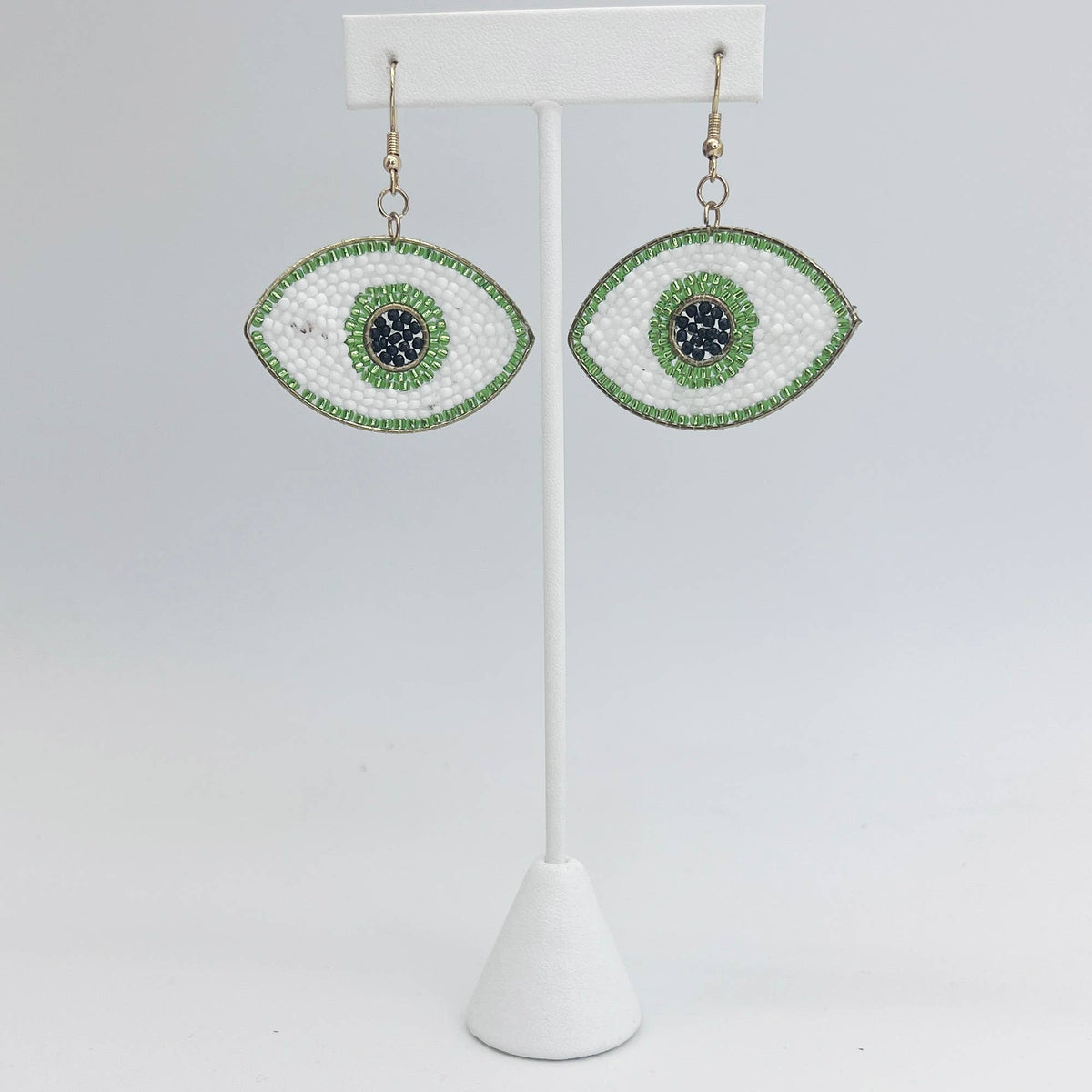 Seed Bead Evil Eye Earrings - Multiple Color Styles: Green