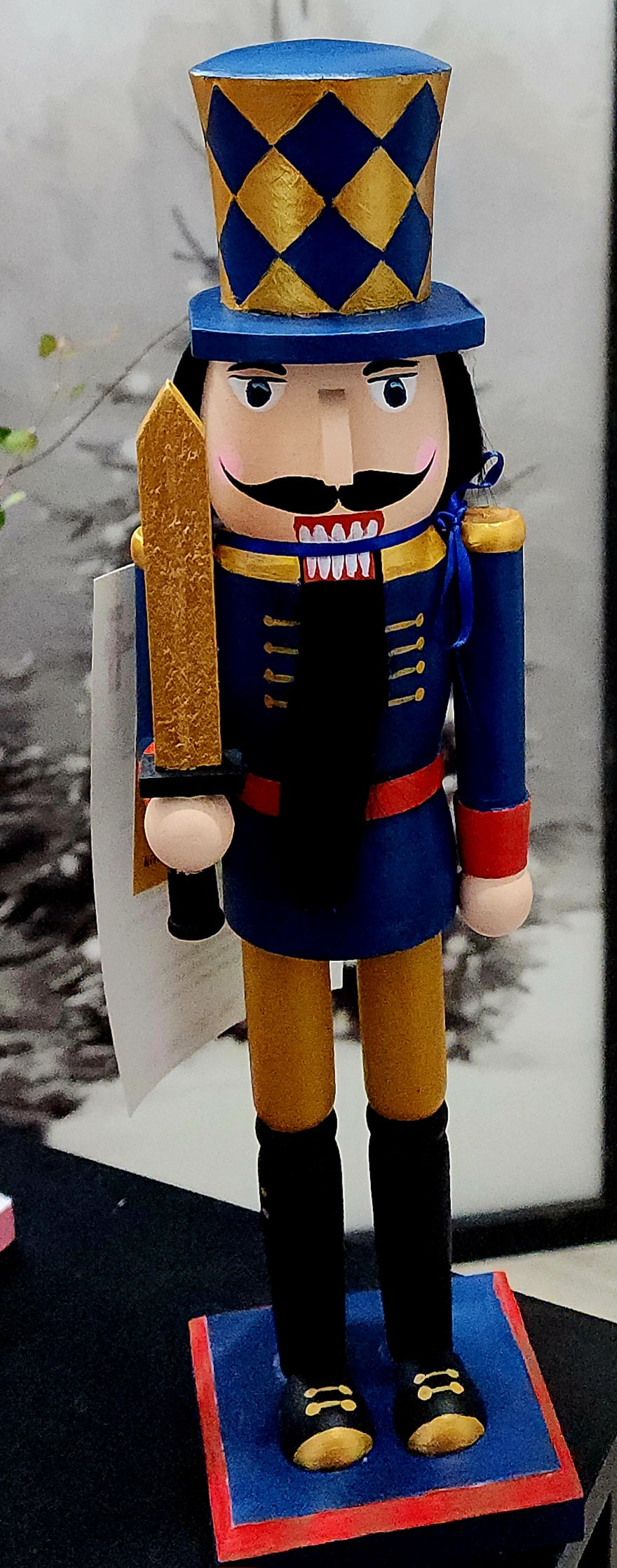 14" Blue/Gold Nutcracker ORIGINAL by Kim Cook