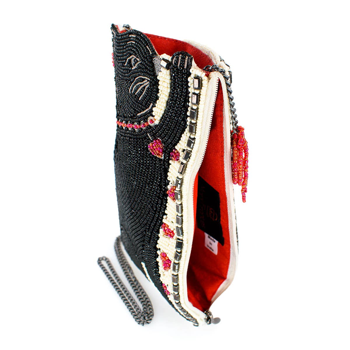Purr-suit Kitty Cat and Yarn Crossbody Beaded Phone Bag