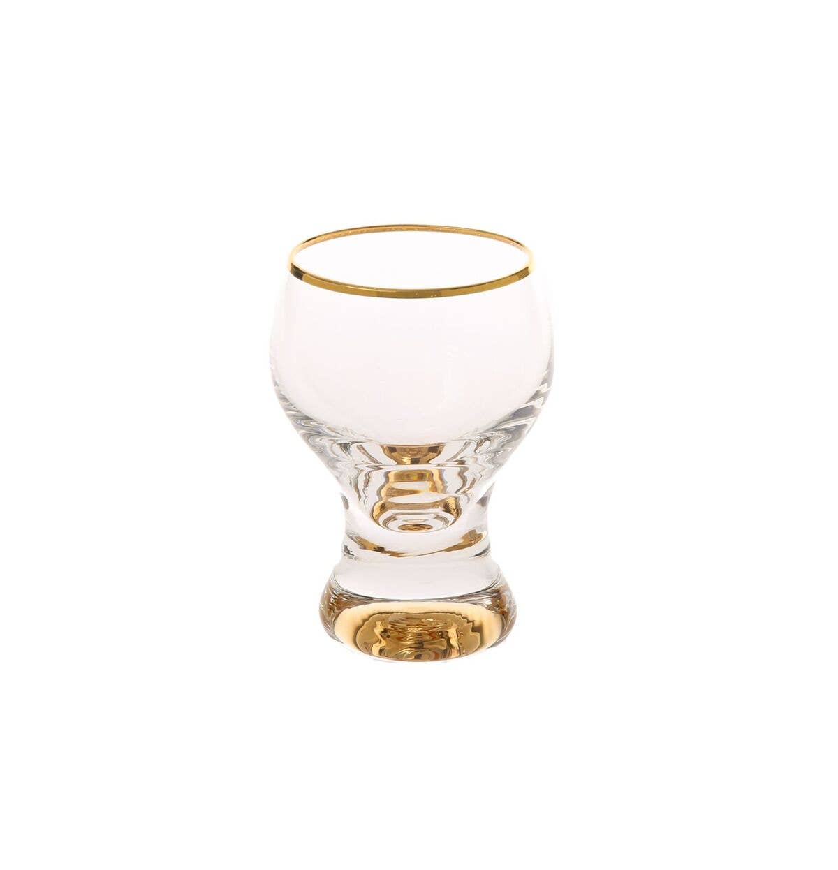 Liquor Glasses With Gold Base And Rim