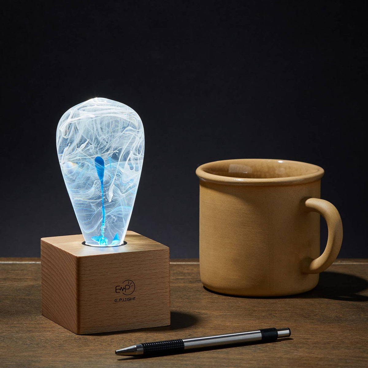 Resin Blue Drop Lamp - Bulb and Base
