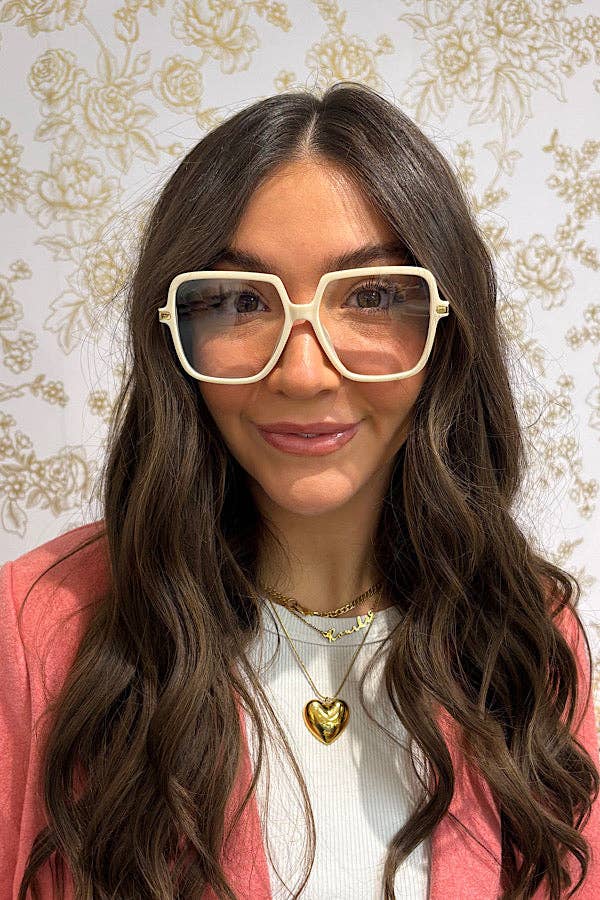 Natalie Beige Square Blue Light Glasses