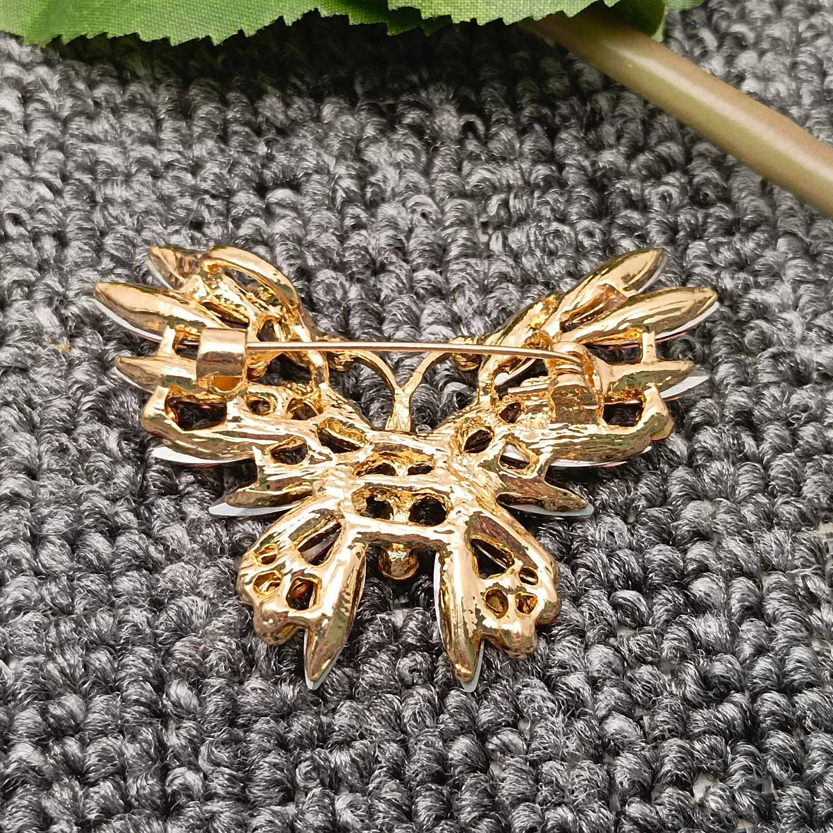 Sparkling Glass Rhinestone Butterfly Brooch