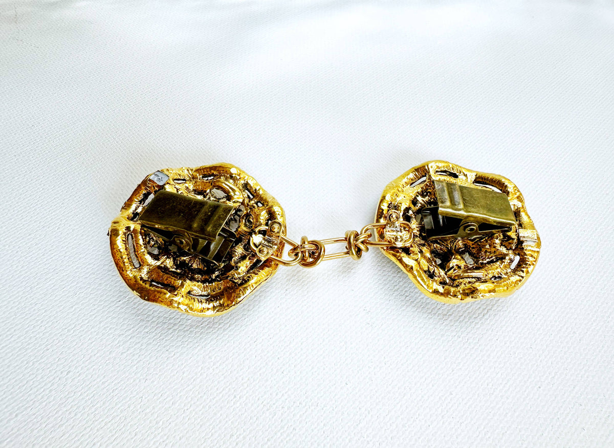 Bejeweled Gold Baroque Cinch Clip, Sweater Clasp KardiKlip