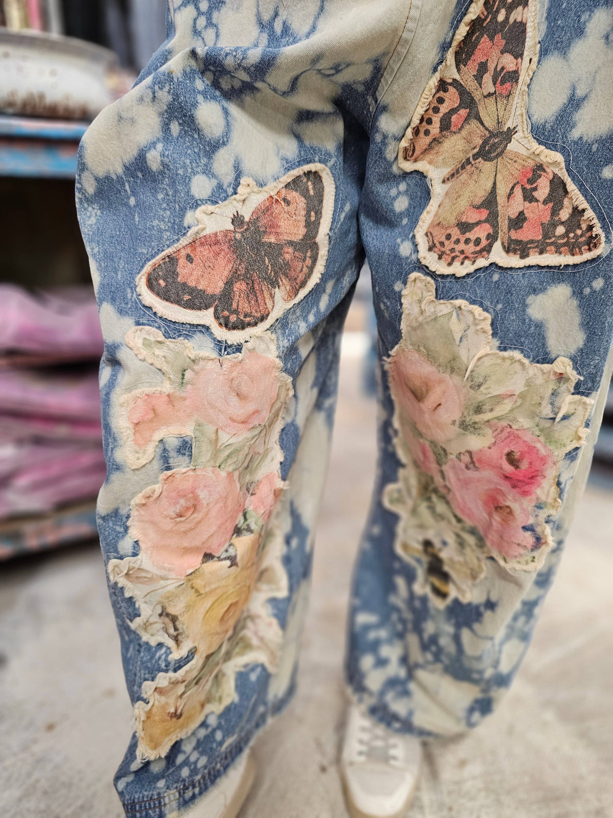 Vintage Butterfly Rose Overalls