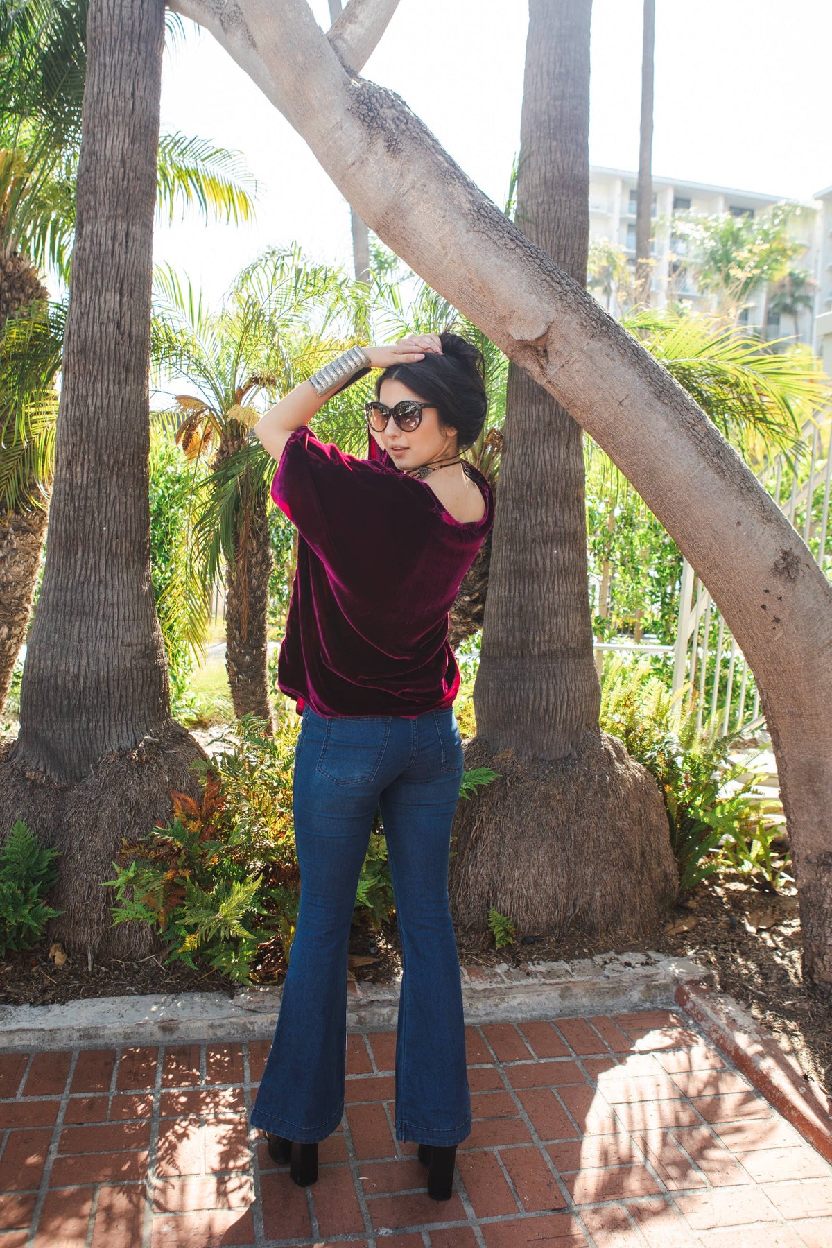 Plumberry Silk Velvet Scarf Top