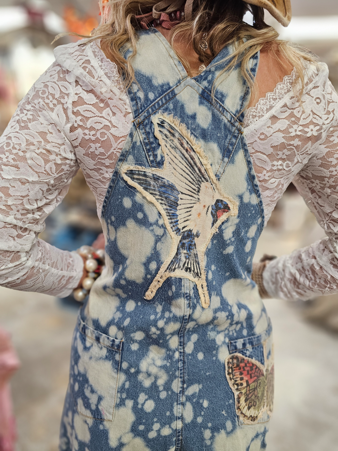 Vintage Butterfly Rose Overalls