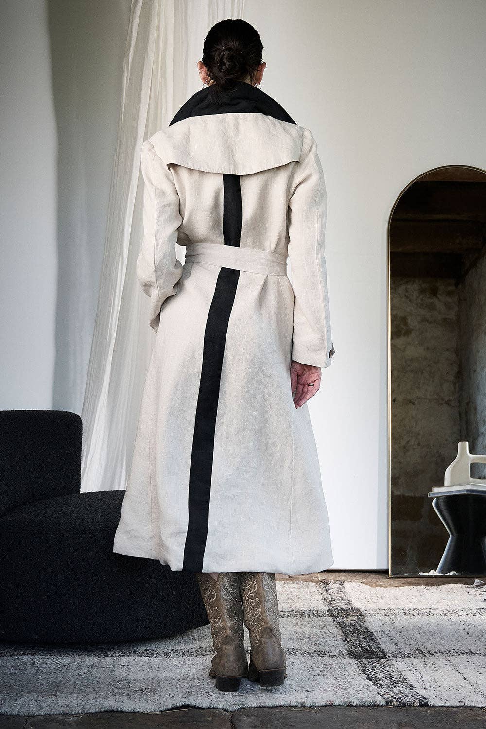 Linen Trench Coat - Natural: Natural