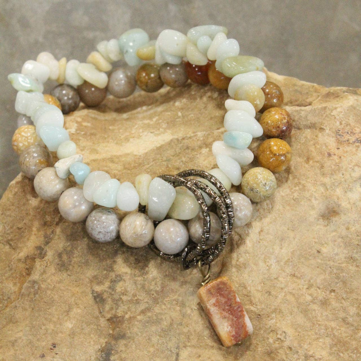 Bohemian Stone &amp; Link Bracelet Set