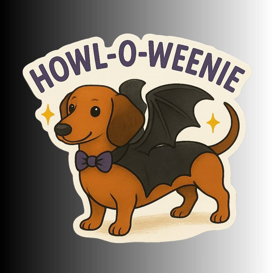 "Howl-O-Weenie" Funny Spooky Dog Halloween Sticker