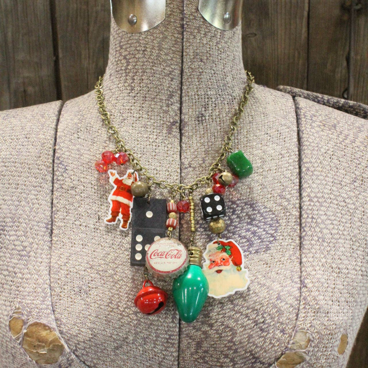 Vintage Coca Cola Santa &amp; More Charm'd Necklace