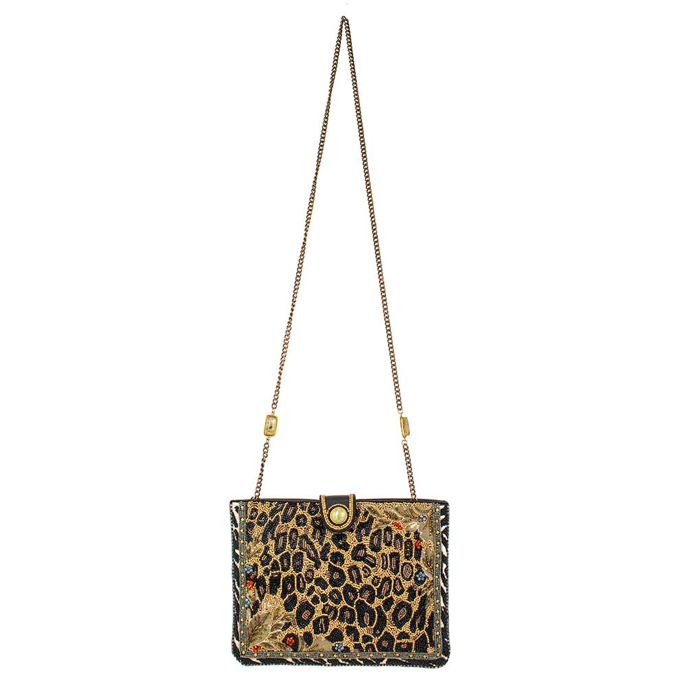 Untamed Beaded Animal Print Crossbody Handbag