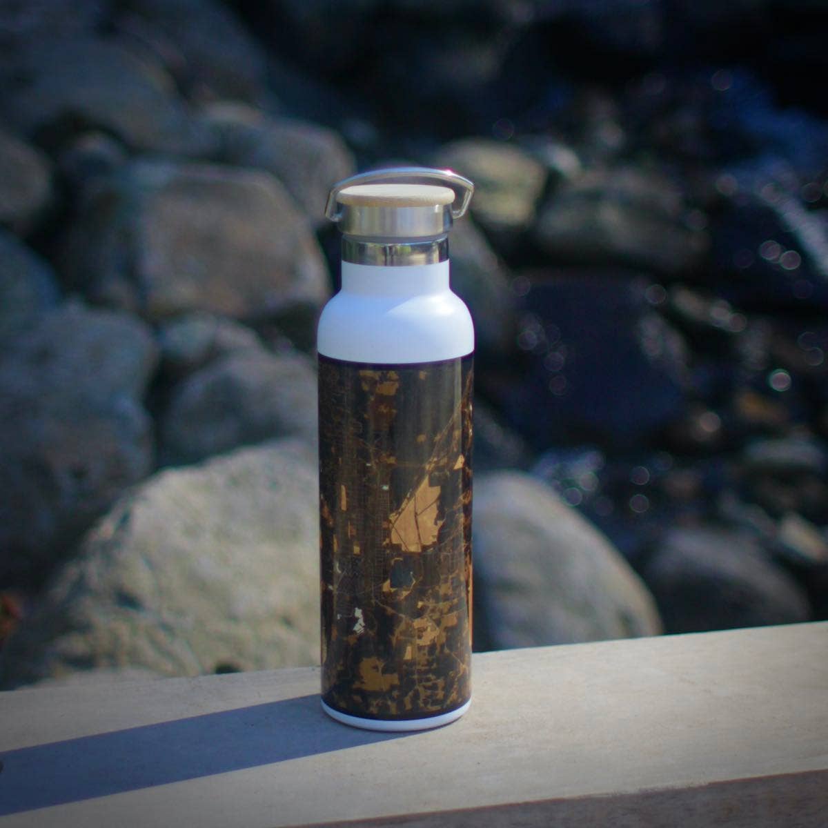 Memphis TN Map Bottle with Bamboo Top in Ember