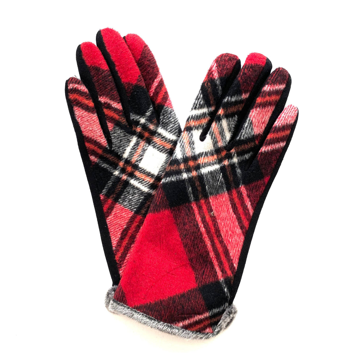 Cozy Red Plaid Winter Gloves