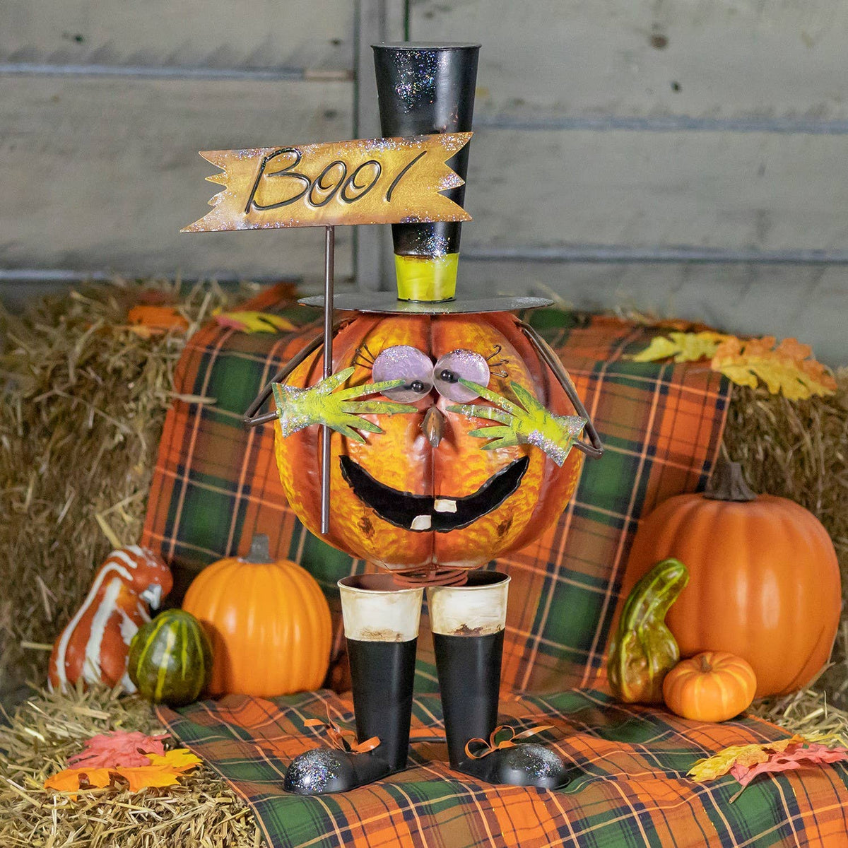 Top Hat Jack-O-Lantern Figurine "Boo"