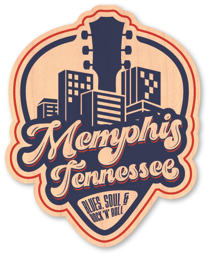 Mini Wood Sticker - Tennessee Memphis Guitar in Guitar Pick
