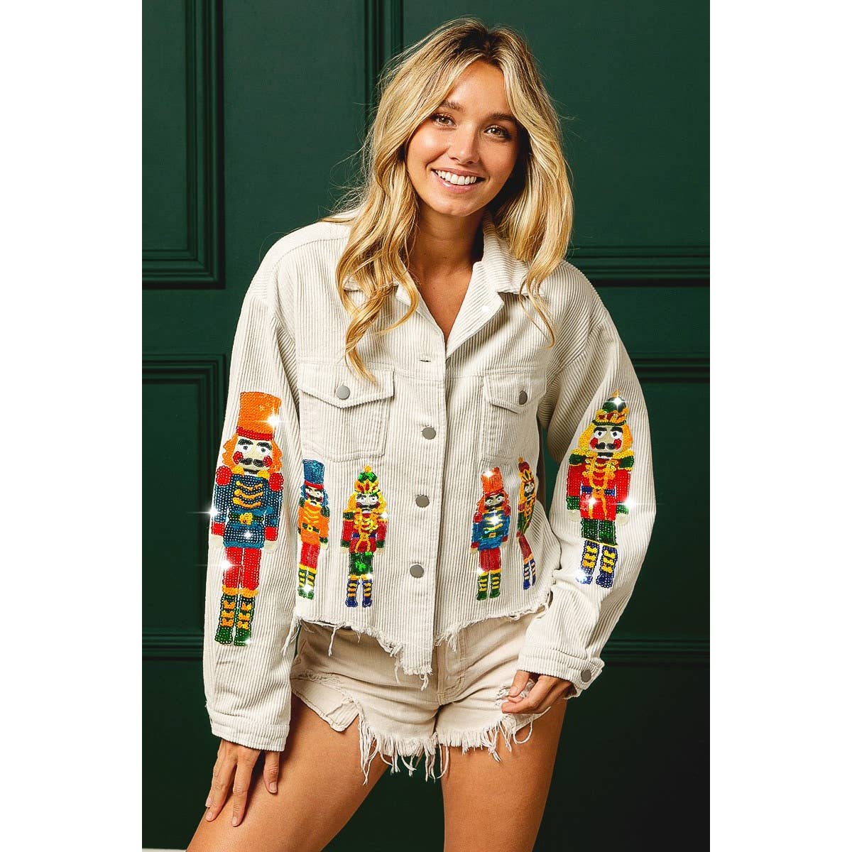 NUTCRACKERS EMBROIDERY CHRISTMAS CORDUROY JACKET