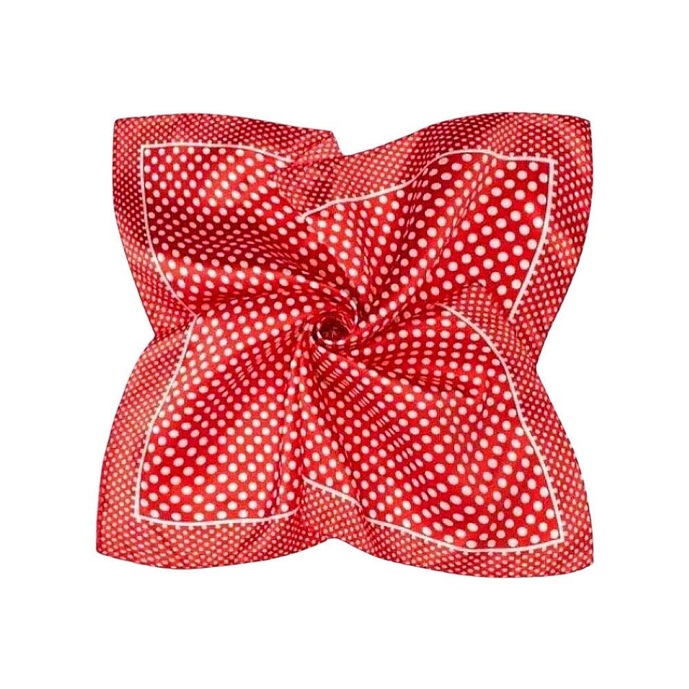 Silky Feel Polka Dot Pattern Print Square Scarves