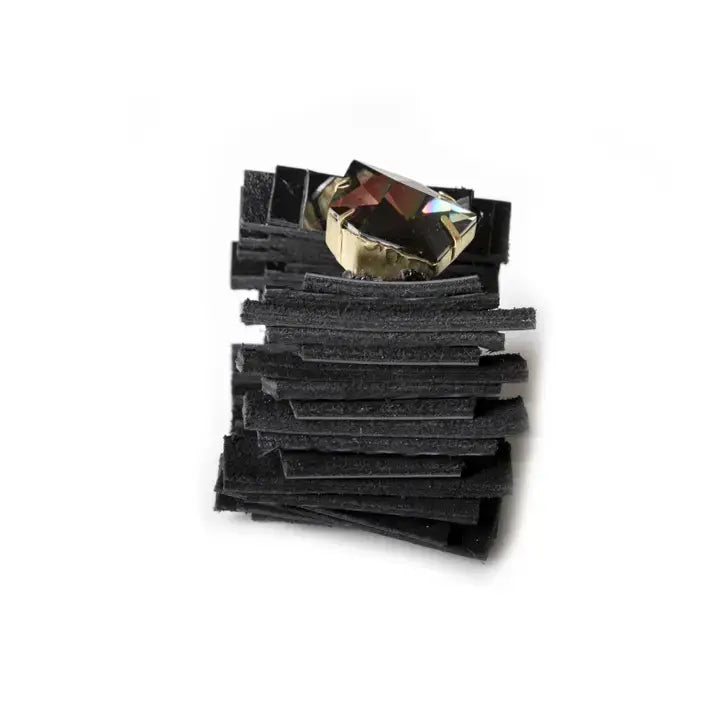 Women’s Black Leather Statement Cuff with Geometric Design