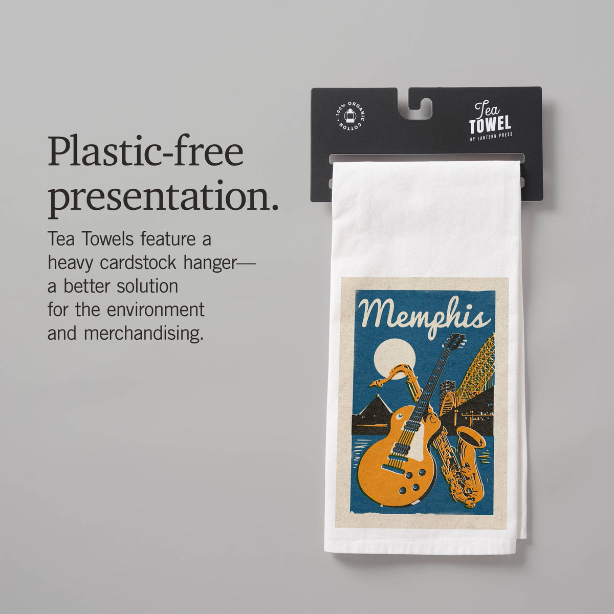 ORGANIC TEA TOWEL Memphis, Tennessee, Woodblock