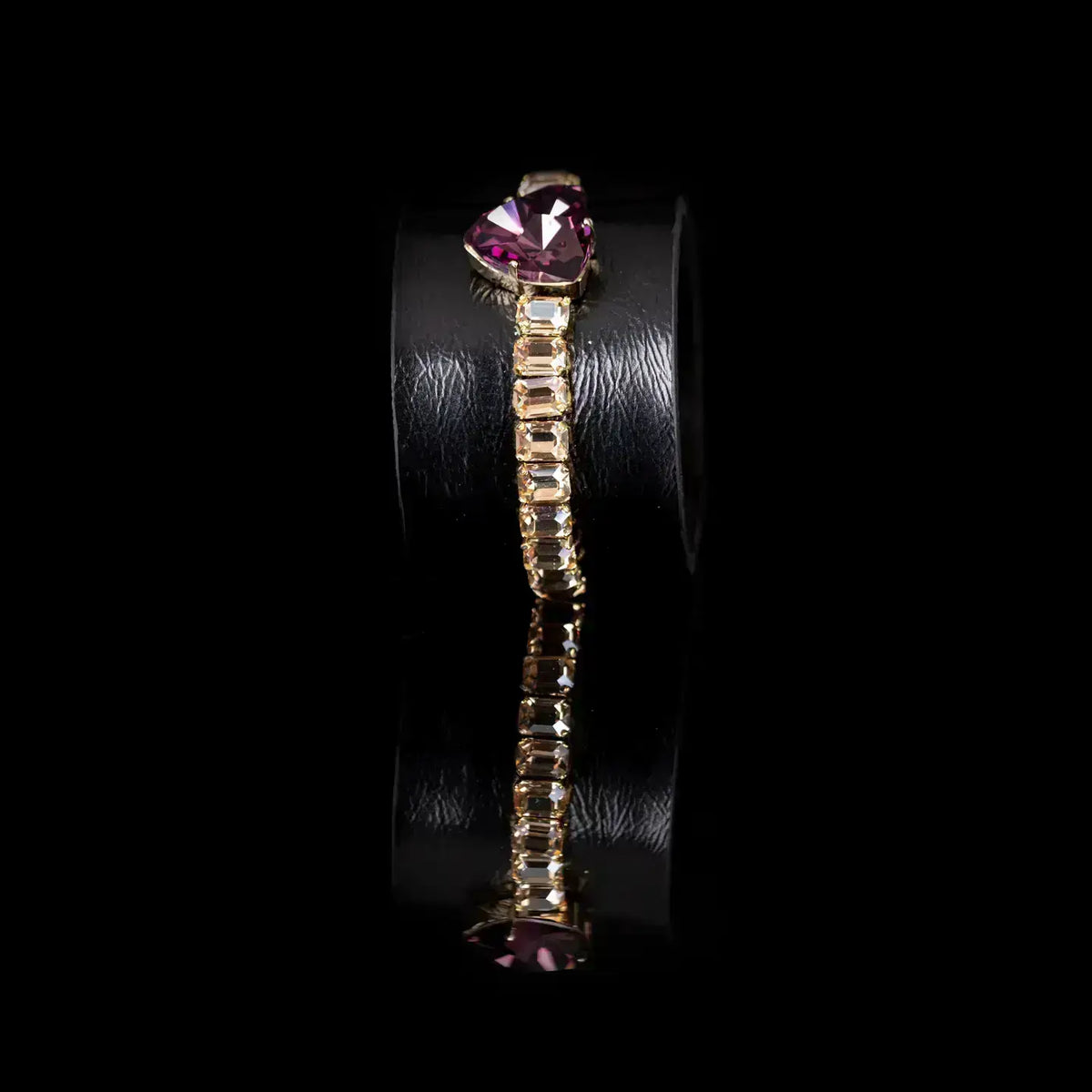Midnight Empress Crystal Leather Cuff