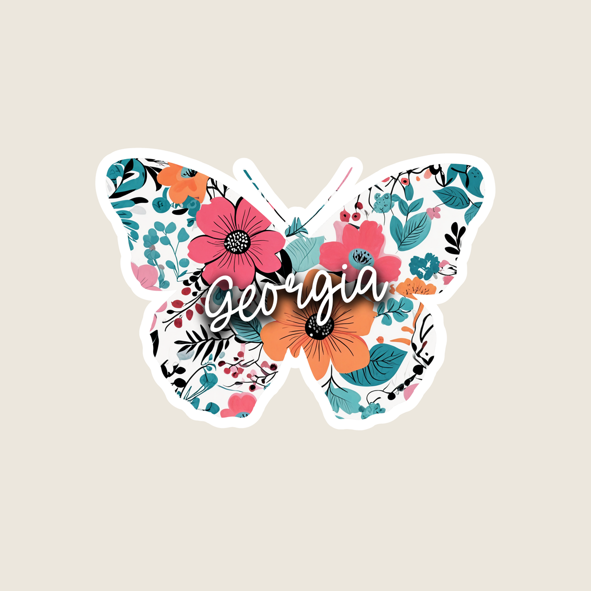 Floral Butterfly Custom Souvenir Sticker (M1073)