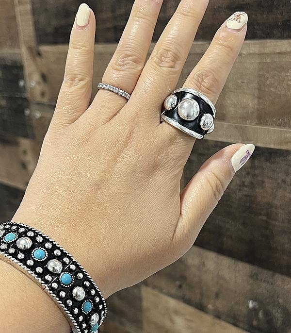 Bubble Textured Concho Ring