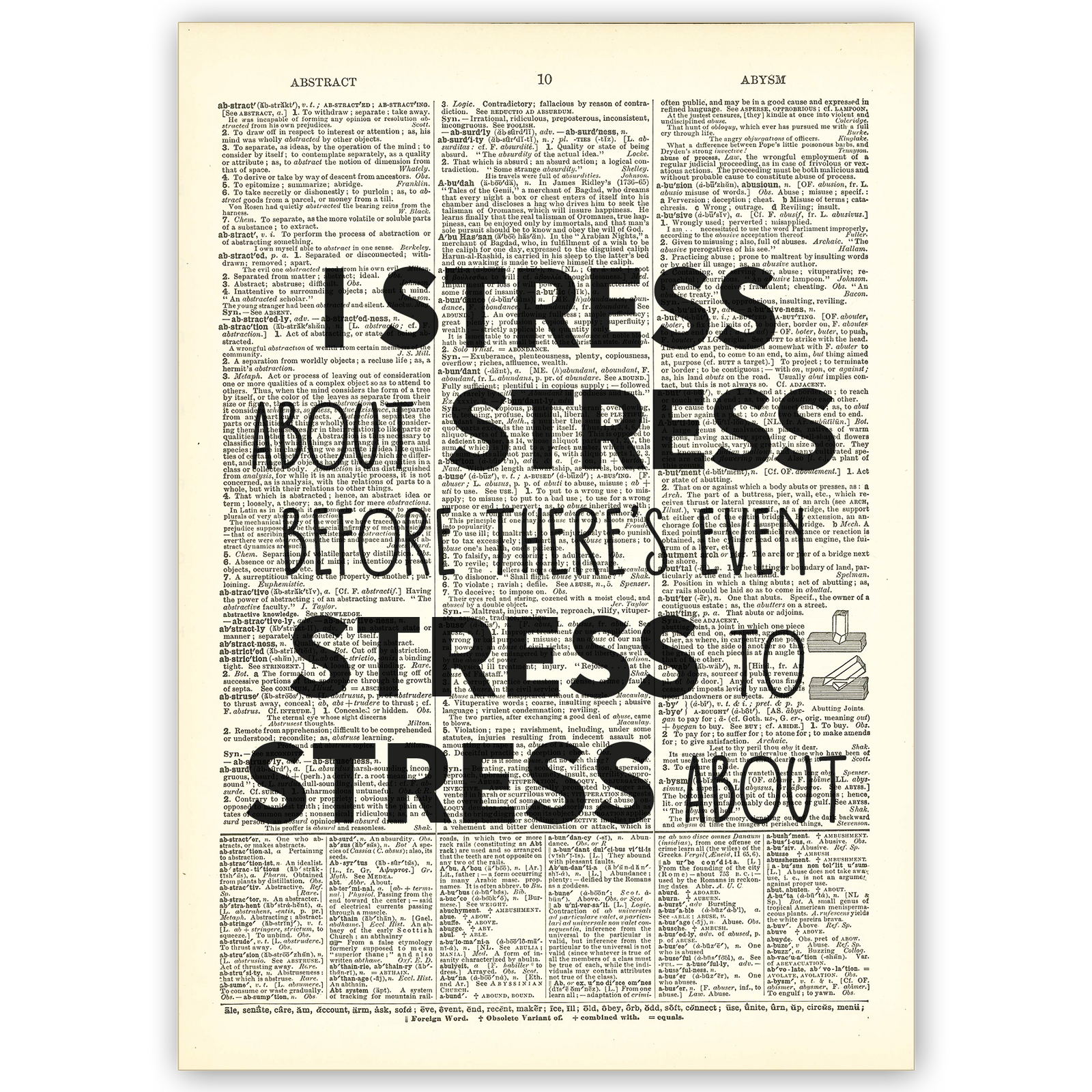 Art Print Dictionary Page | I Stress About Stress