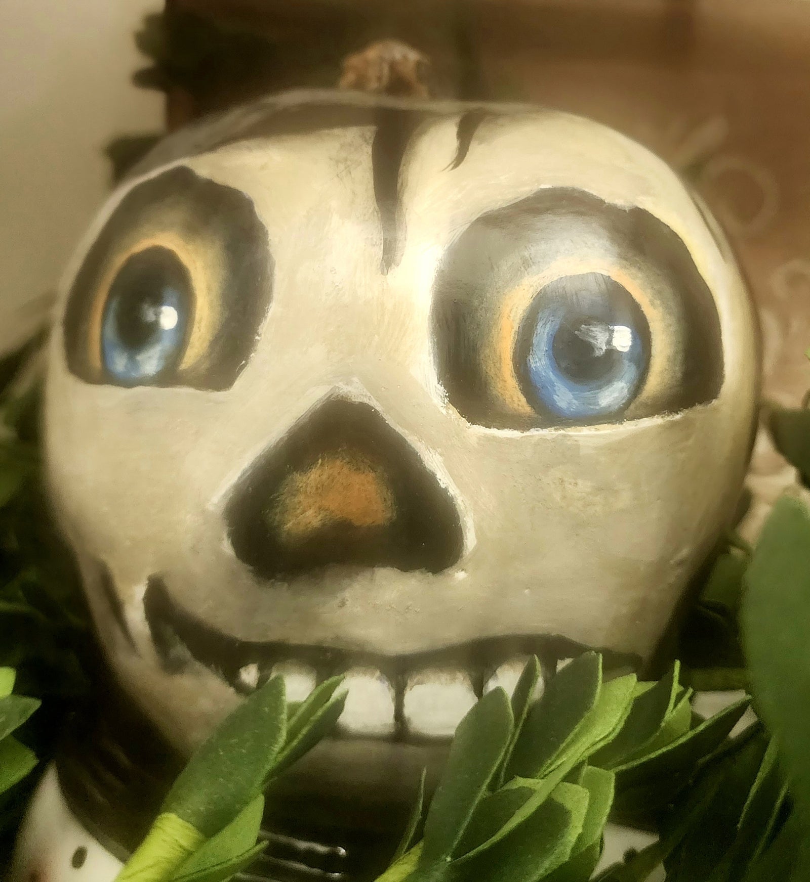 Elvis skeleton, 5" high gourd painted by DJ Kelly, Memphis Artist