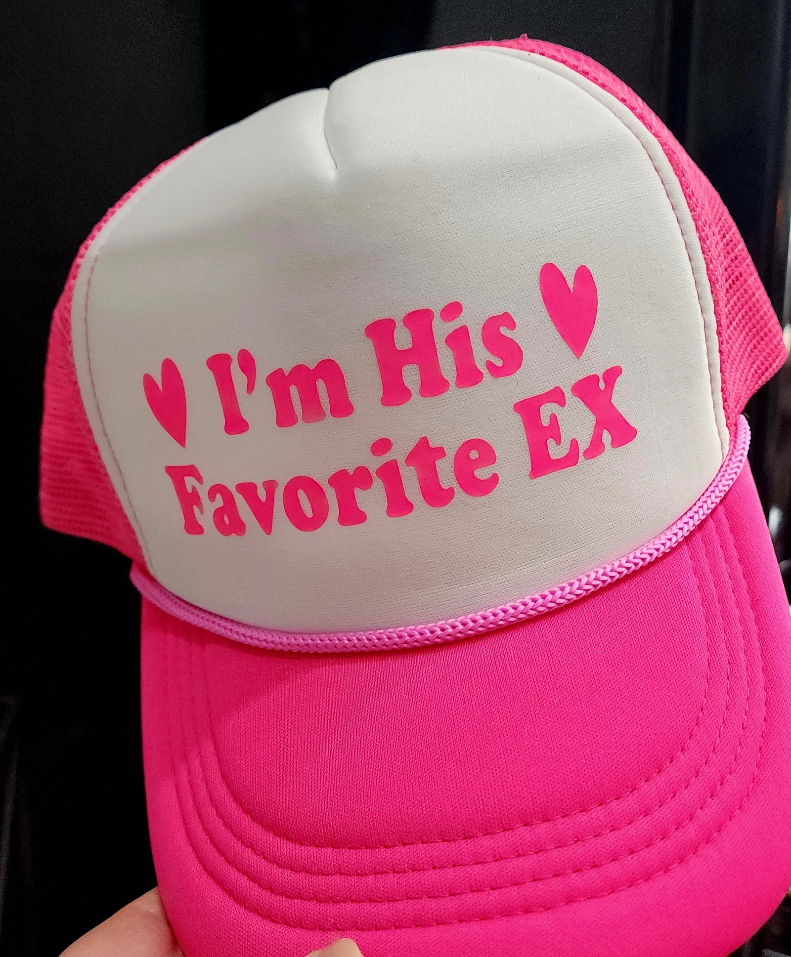 I'm His Favorite Ex TRUCKER CAP HOTPNKWHT