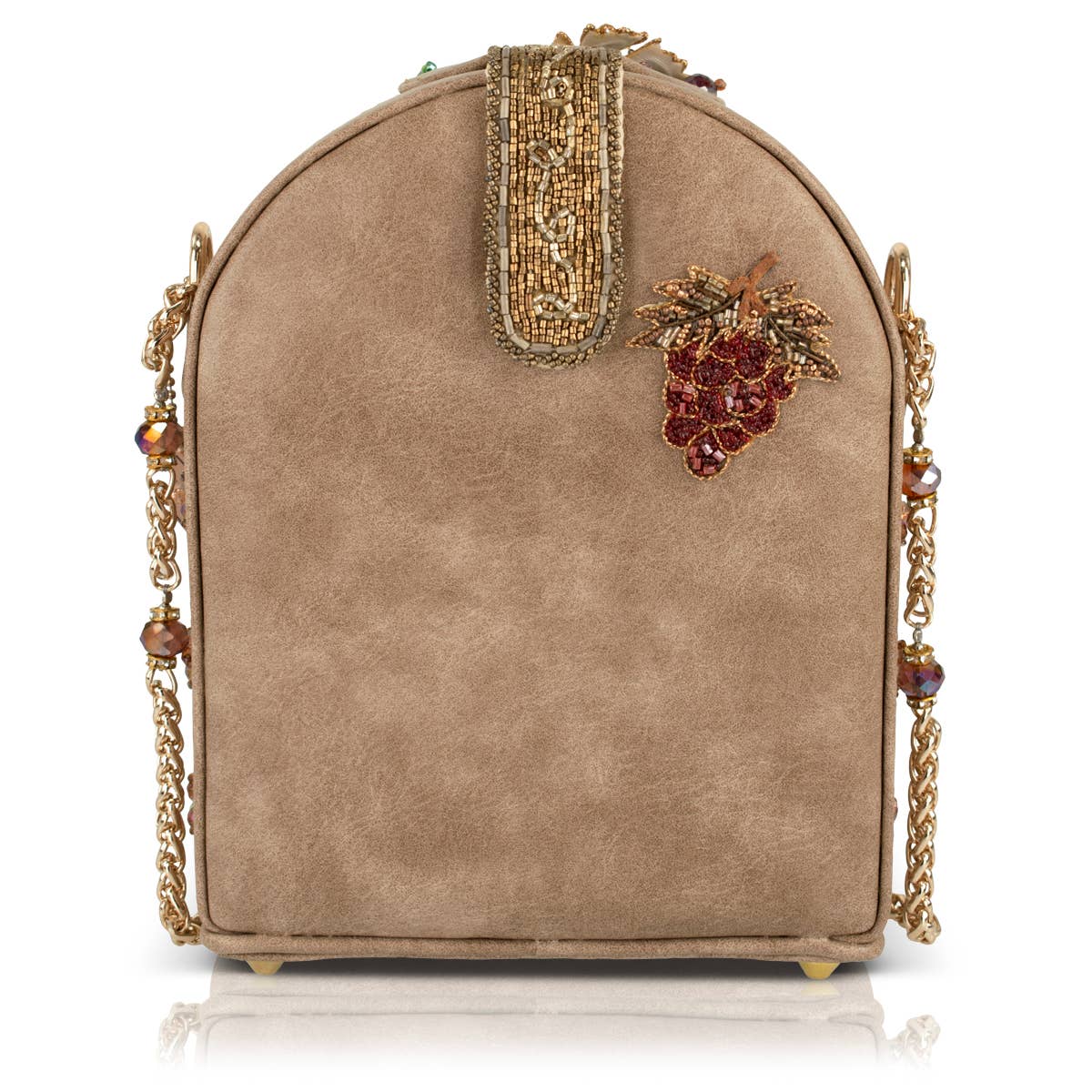 Wine Country beaded wine bottle and glass crossbody bag