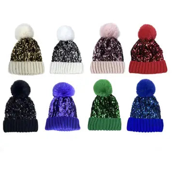 POM POM SEQUIN BEANIE  (REALLY NICE)